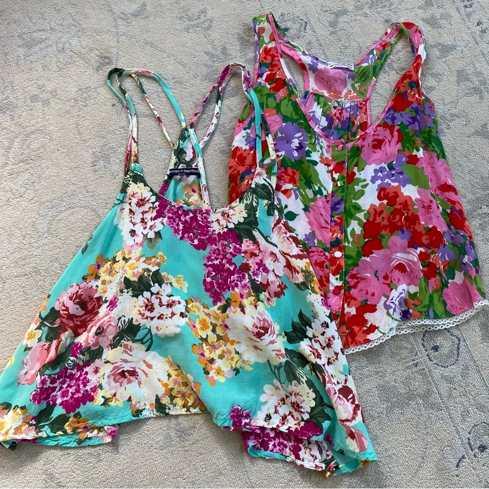 2 Floral Crop Tops - Free People & Brandy Melville, Small